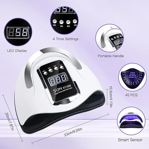 UV LED Nail Lamp 320W Professional Gel Nail Dryer with 66 LED Beads, Fast Curing Nail Lamp with Auto Sensor, 4 Timer Settings (10s/30s/60s/99s) for Gel Polish Home Salon thumbnail 3