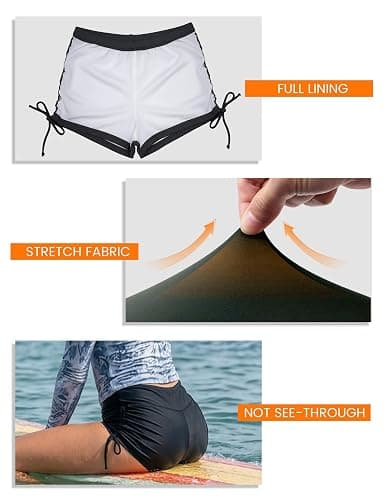 Buauty Women's Swim Shorts Board Shorts Bikini Bottoms High Waisted Boy Shorts Adjustable Side Tie Quick Dry thumbnail 4