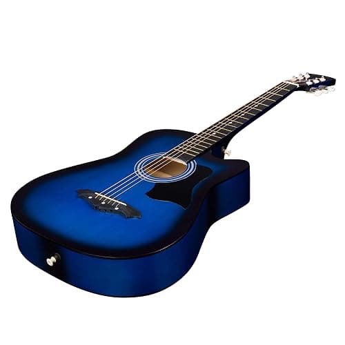Joymusic 38 inch blueburst beginner acoustic guitar kit,bundle with a strap with picks holder,digital tuner, set strings, capo,cleaning cloth,6 picks,gig bag.(JG-38C,BLS) thumbnail 3