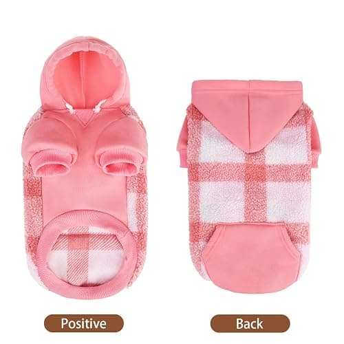 PUPTECK Dog Hoodie Puppy Sweatshirt Warm Dog Sweater Winter Clothes Cold Weather Coats for Small Medium Large Dogs, Pink, M thumbnail 5