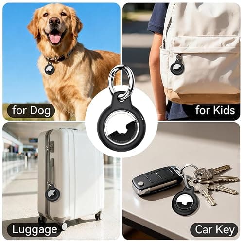 Wowwat Compatiable with Apple AirTags Holder, Waterproof for AirTags Holder Keychain, Anti-Scratch & Shock Air TagHolder Case,Men's Women's Keyrings & Keychains, Cover for Dog,Car Key,Luggage -Black thumbnail 5