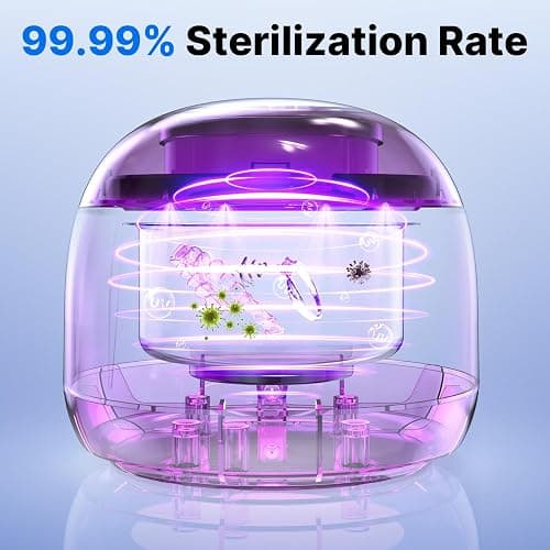 CXRUY Ultrasonic Retainer Cleaner - UV Dental Cleaning Pod Night Guard Cleaner for Dentures, Aligner, Braces, Toothbrush Heads, Jewelry (Pink) thumbnail 4