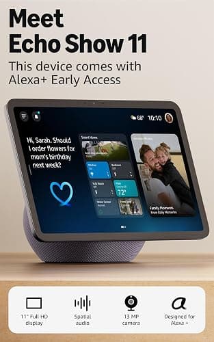 Amazon Echo Show 11 (newest model), Vibrant Full-HD 11" display with more viewing area and spatial audio, with Alexa+ Early Access, Graphite thumbnail 7