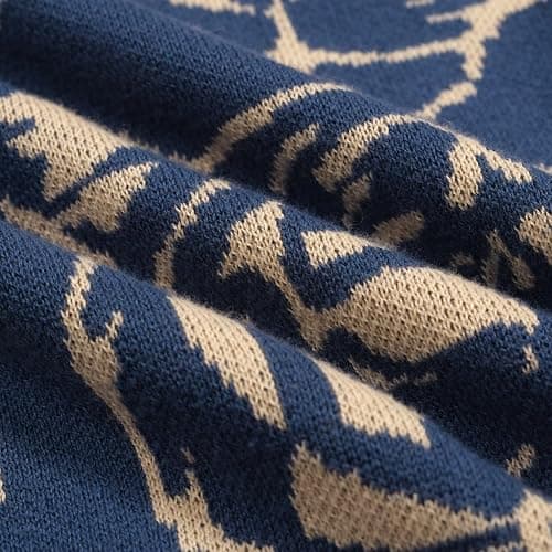 OXKnit Knittd Midi Skirts for Women, Mod Style Casual Retro Tiger Pattern High Waist A Line Cotton Blue Skirts thumbnail 6