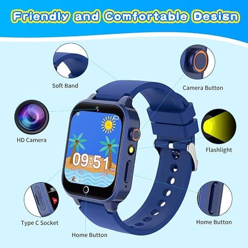 Cosjoype Upgrade Kids Smart Watch for Kids with 26 Puzzle Games HD Camera Video MP3 Player Habit Tracking Pedometer Flashlight 12/24 hr Kid Watches Gift for 4-12 Year Old Boys Toys for Kid thumbnail 2