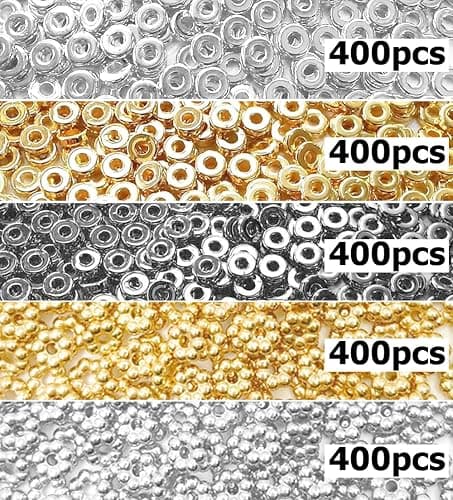 6mm Flat Round Spacer Beads, Clay Beads for Bracelets Making Kit, Heishi Polymer Flat Disc Spacer Beads for Jewelry Making, Clay Beads for Jewelry Making Gold Beads Silver (2000pcs) thumbnail 4
