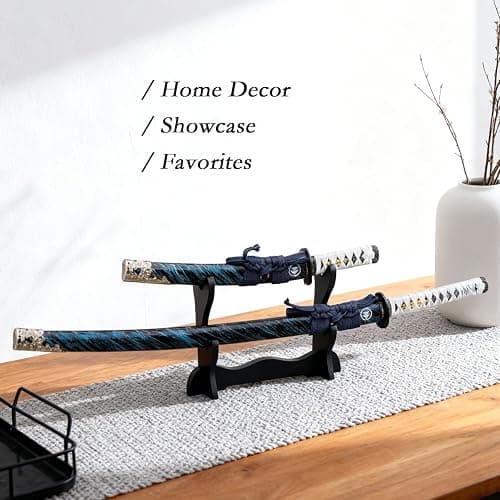 2pc Japanese Ghost of Tsushima Cosplay Replica Sword Sharp Real Sword Hand-Forged 1045 Steel Katana Set with Display Stand and Belt,Jin Sakai‌‌ Katana,for Collecting, Cosplay thumbnail 6