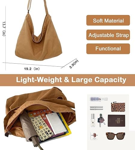 BASICPOWER Canvas Messenger Bag, Hobo Crossbody Shoulder Tote Bags Lightweight for Women and Men thumbnail 3