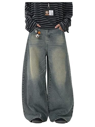 Floerns Men's Baggy Jeans Vintage Wide Leg Y2k Hip Hop Denim Pants Streetwear - Image 1