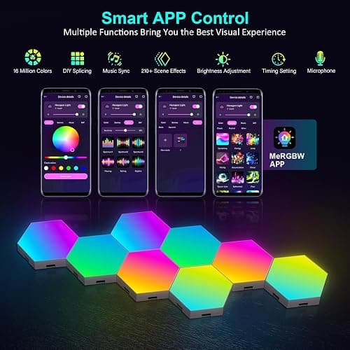 COLWINKU Hexagon Lights Gaming with Remote & App Control, 12 Pack RGB Led Hex Light Panels, Geometry Night Lamp DIY Hexagon Smart Wall Lights Sync to Music for Room Bar Decor Gaming Setup thumbnail 3
