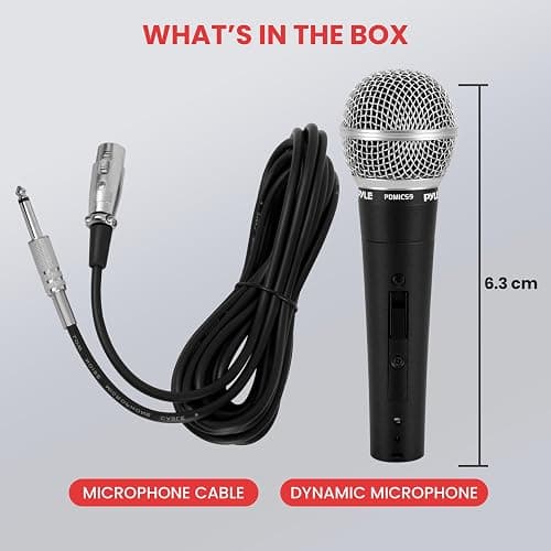 Pyle Microphone - Professional Dynamic Vocal Microphones, with ON/OFF Switch, Dynamic Cardioid, Handheld Mic for Singing, w/ 4.5 m – XLR Audio Cable, Compatible for Karaoke-Speaker-Speech-Amp-Mixer thumbnail 7