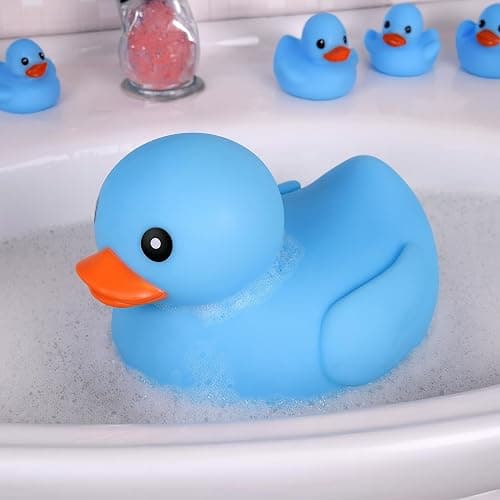 Jumbo Rubber Duck Bath Toy - 8" Giant Ducks Big Duckie Baby Shower Birthday Party Favors (Blue) thumbnail 5