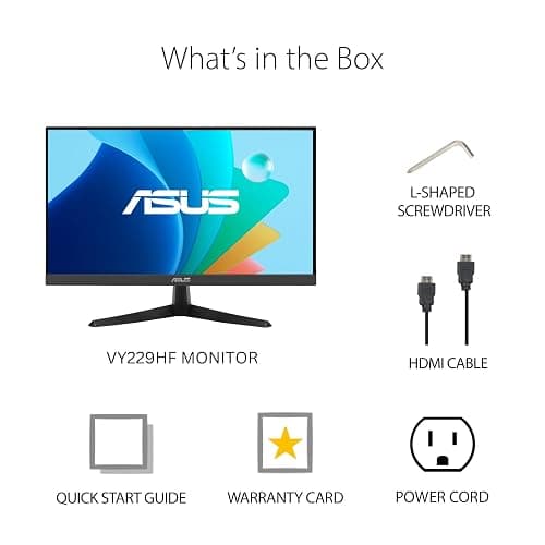 ASUS 22” (21.45" viewable) Eye Care Monitor (VY229HF) - Full HD, IPS, 100Hz, 1ms, SmoothMotion, Adaptive Sync, Eye Care Plus Technology, Blue Light Filter, Flicker Free, Tilt 3 yr Warranty thumbnail 7
