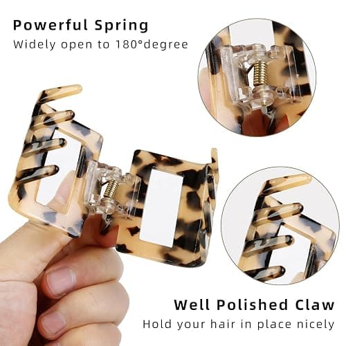 TEBIEKOY Hair Claw Clips for Women 4Pcs 2" Small Claw Clips Tortoise Shell Leopard Hair Clips for Thin Thick Hair Strong Hold Acetate French Clip Nonslip Jaw Clip Hair Accessories thumbnail 3