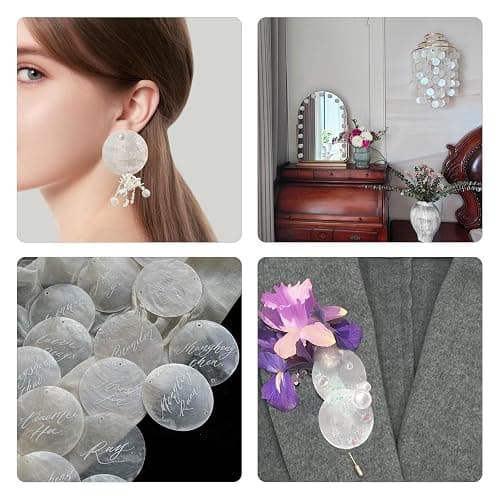 100 Pcs 2 Inch White Capiz Shells：Seashells with 2 Holes for DIY Crafts，Natural Round Charms for Home Decoration or Wind Chimes Outside thumbnail 7