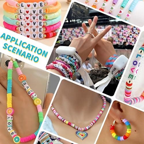AIPRIDY Girls Toys Bracelet Making Kit, Clay Beads Jewelry Activity Kit, DIY Crafts Birthday Christmas Gifts for Girls Ages 5 6 7 8 9 10 11 12 Years Old (24 Colors 6500 Pcs) thumbnail 3