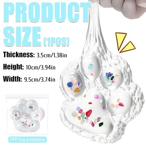 Big Taba Squishy Paw, 4.2in Clear Cat Paw Squeeze Toys, Cute Sticky Squishy Toy, Soft Stress Relief Fidget Sensory Toys, Executive Desk Toys & Party Favors for Kids & Adults thumbnail 2