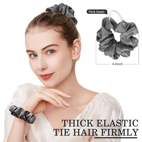 ADRIONE Satin Scrunchies for Women & Girls - 60 Pack Silk Scrunchies for Curly Hair thumbnail 6