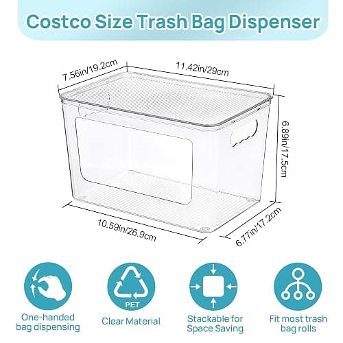 Vtopmart 2 Pack Trash Bag Holder, Stackable Garbage Bag Dispenser for 13/30/33 Gallon Bags, Clear Organizer Bins for Under Kitchen Sink, Laundry Room Organization and Storage thumbnail 2