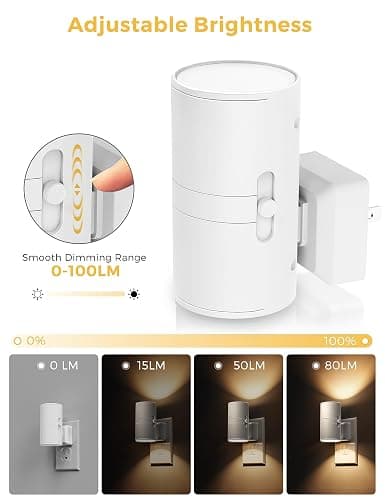 L LOHAS LED Night Light Plug in, Night Lights Plug into Wall, Light Sensor, 0-100LM, Soft White 3000K, Dimmable Night Light, Modern Nightlight for Hallway Bedroom Stairway, 2 Pack thumbnail 3