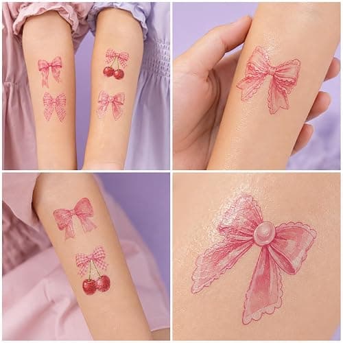 96 PCS Pink Bow Pre-Cut Temporary Tattoos for Girls - Coquette Aesthetic Party Favors, Goodie Bag Stuffers, Birthday Activities & School Prizes thumbnail 4