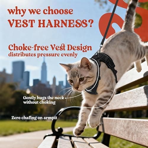 rabbitgoo Cat Harness and Leash for Walking, Escape Proof Soft Adjustable Vest Harnesses for Cats, Easy Control Breathable Reflective Strips Jacket, Black, XS thumbnail 3