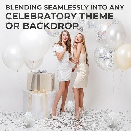 White Balloon Weights Pack of 12 with 5 Rolls White Crimped Ribbon, Well Made Durable Balloon Anchors for Parties, Birthdays, Weddings, and Professional Event Decorations thumbnail 4