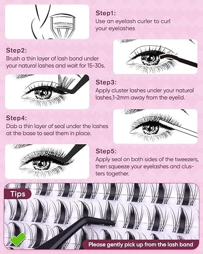 OKAYLOVE Manga Lash Clusters, LIRA 12mm Natural Anime Eyelash Clusters with Spikes, 80pcs CC Curl Fairy Individual Lashes Clear Band Wispy Cluster Eyelashes Extensions for Party, Cosplay thumbnail 9