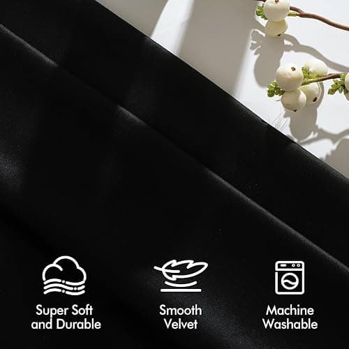 MIULEE Black Velvet Blackout Curtains 84 Inch Long 2 Panels, W40 x L84 | Luxury Super Soft, Thermal Insulated, Room Darkening Drapes, Rod Pocket Design, Window Curtains for Bedroom Living Room thumbnail 5