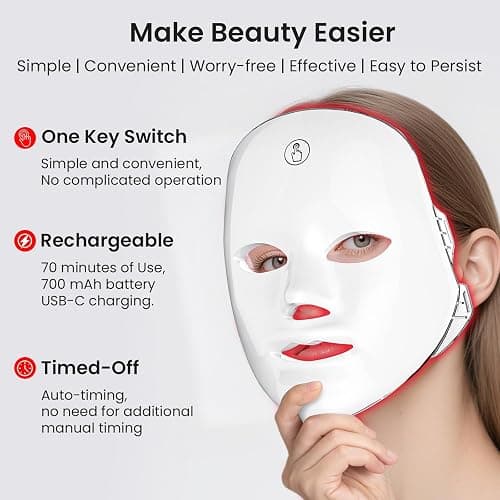 SUERBEATY Red Light Mask For Face, 7-1 Colors Red Light Face Mask, Facial Skincare At Home, Cordless, Portable and Rechargeable thumbnail 6