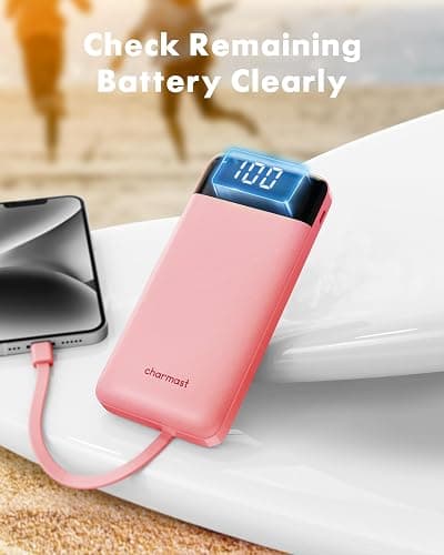 Charmast Portable Charger with Built in Cables, Power Bank with Cords Wires, Slim 10000mAh Travel Battery Pack 6 Outputs 3 Inputs 3A Fast Charging for Samsung Google Pixel LG Moto iPhone iPad thumbnail 7