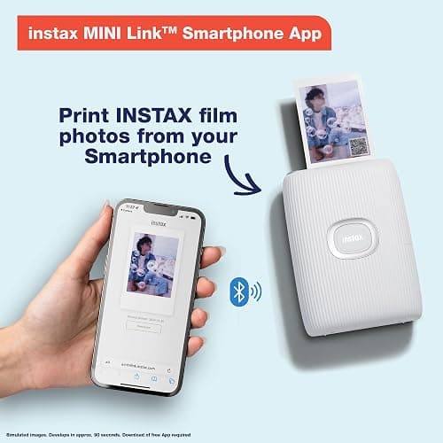 Fujifilm Instax Mini Link 2 Smartphone Photo Printer, Wireless, Portable, and Lightweight Instant Film Printer, Bluetooth, Compatible on iPhone IOS or Android Devices - Clay White (Renewed) thumbnail 2