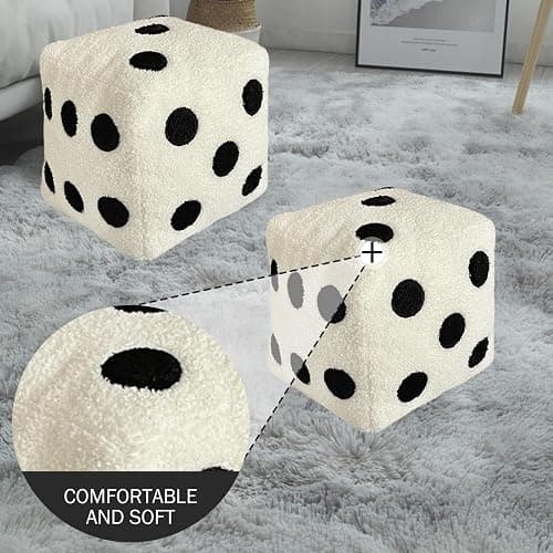 KUYYFDS Pillow Cube Dice Pillow Unique Throw Pillows 8x8 Inch Plush Pillows Cube Pillowcase for Sofa Bed Graphic Decorative Cushion for Modern Home Decor White thumbnail 7