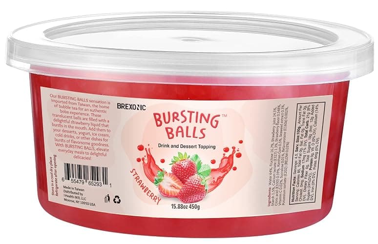 Strawberry Boba Pearls, Strawberry Popping Boba Bursting Boba, Strawberry Bubble Tapioca Pearls For Bubble Tea 1 Pound (Strawberry, 1 LB Pack of 1) - Image 1