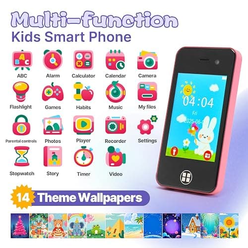 Kids Smart Phone, Christmas Birthday Gifts for Boys Girls Toddler Cell Phone Toys with Dual Camera Music Player Mini Educational Learning Games Fake Phone for 4-8 Year Old with 16G SD Card (Pink) thumbnail 3