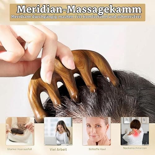 Holz Kopfhaut Massagebürste 2 Stück Kopfmassage Kamm Sauerstoffmassage Massagewerkzeug für entspannende Kopfhautpflege und Durchblutungsförderung ideal für Zuhause oder unterwegs thumbnail 4