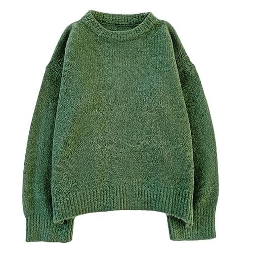 XIBAOBAO Women's Long Sleeve Crew Neck Loose Mohair Sweater Fuzzy Cozy Oversized Knitted Pullover - Image 1