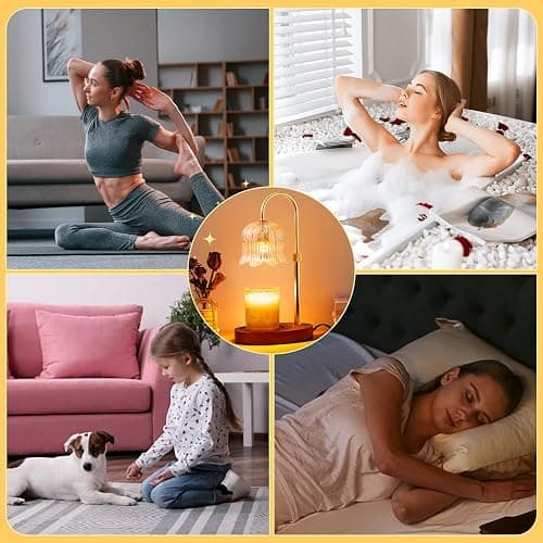Candle Warmer Lamp with Timer and Dimmer, Adjustable Height Electric Candle Warmer Flower Lamp Wax Melt Warmer for Jar Candles - Birthday Christmas Gifts for Women Mom Home Living Bedroom Decor thumbnail 9
