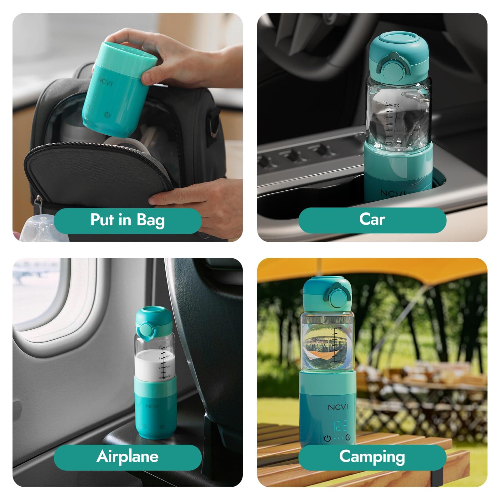 NCVI Calentador De Biberones Portátil Para Viajes De Bebé, Calentador De Leche Materna Usb Para Coche Con Batería, Calentador De Agua Rápido Inalámbrico Para Avión, Ideal Para Biberones De Fórmula De thumbnail 8