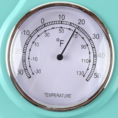 Lily's Home - 9.5 Inch x 12.5 Inch - Retro Kitchen Wall Clock, Vintage Wall Clock with a Thermometer and 60-Minute Timer, Ideal for Any Kitchen, Office, or Diner (Turquoise) thumbnail 5