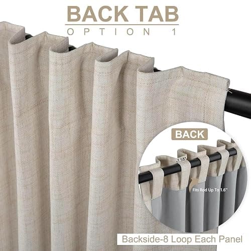 100% Blackout Shield Blackout Curtains for Bedroom 84 Inches Long, Back Tab/Rod Pocket Living Room Drapes, Thermal Insulated Blackout Curtains 2 Panels Set, 50" W x 84" L, Cream thumbnail 4