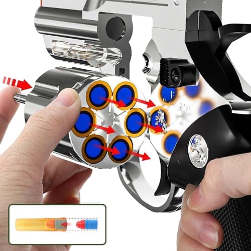 Toy Gun Foam Blaster Soft Bullet Toy Revolver,Can fire Sponge Bullets,with 40 Bullets,for Age of 6 7 8 9 10+ Years Old Kid Boys Girls（Silver） thumbnail 5