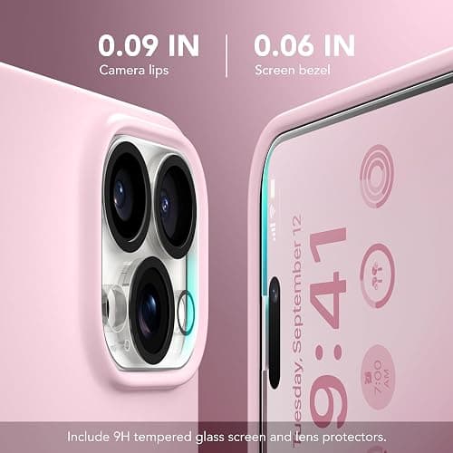 GONEZ for iPhone 14 Pro Max Case Silicone, Compatible with MagSafe, with Screen Protector + Camera Lens Protector, Liquid Silicone Shockproof Protective Phone 14 ProMax Case 6.7", Hot Pink thumbnail 7