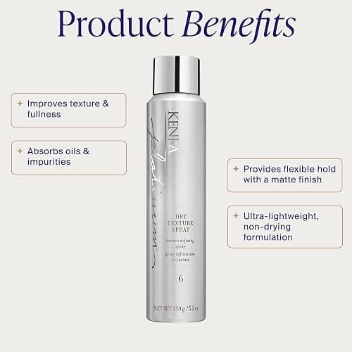 Kenra Platinum Dry Texture Spray 6 | Texture Defining Styler | Increases Texture & Fullness | Absorbs Oils & Impurities | Ultra-Lightweight, Non-Drying Formulation | All Hair Types thumbnail 2