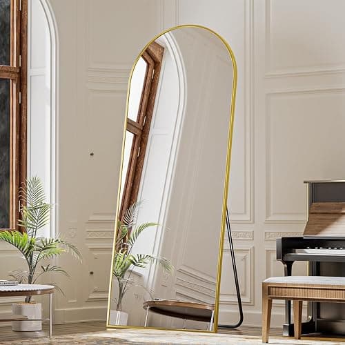 VooBang Arch Mirror Full Length, 26" x 71" Floor Mirror with Stand, Aluminum Alloy Frame Full Body Mirror, Standing Hanging or Leaning Against Wall for Bedroom and Living Room, Gold thumbnail 2