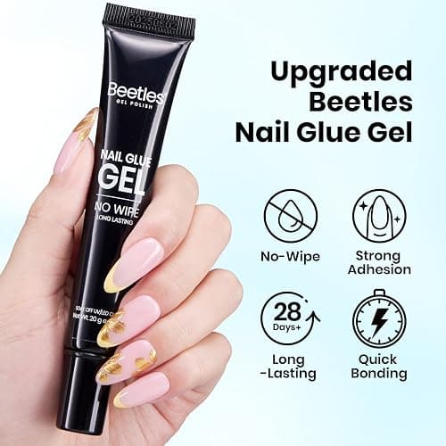 Beetles 2Pcs 20g Nail Glue Gel, No Wipe, Hands-Free Tipex Solid Nail Glue Gel, Super Strong for Acrylic Nails Extension Fake Nails, 3D Nail Art, Great for Home & Salon Use, U V Light Required thumbnail 5