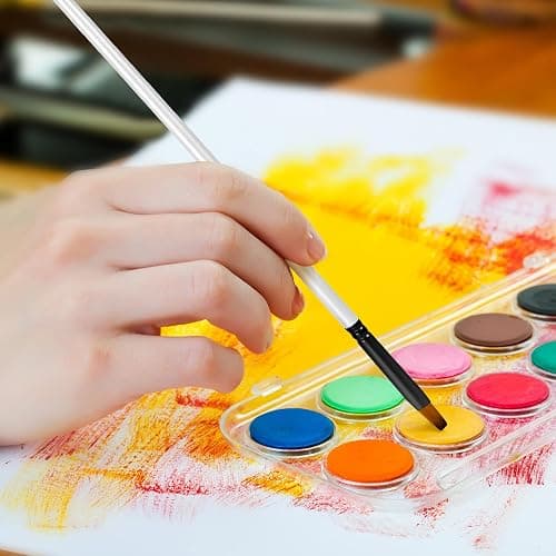 12 PCS White Color Paint Brushes Set, Acrylic Oil Professional Round Paint Brush for Watercolor, Art Brushes for Artists and Adults, Ideal for Water-Based Paints (Oblique Head) thumbnail 5