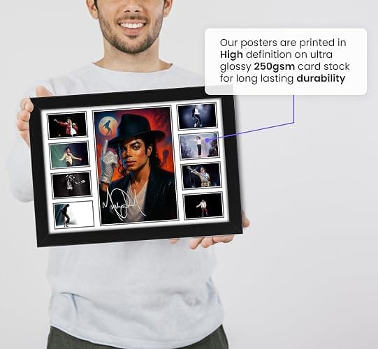 Michael Jackson Signed Poster Print - Limited Edition Autograph Fan Gift – Collectible Memorabilia Wall Art Merchandise (Framed A4 (30x21cm)) thumbnail 4