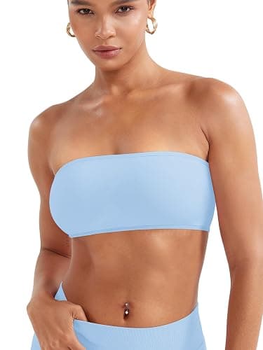 YEOREO Women Strapless Bandeau Sports Bra Padded Tube Top Workout Impact Backless Bralette Seamless Gym Yoga Everyday Bras - Image 1