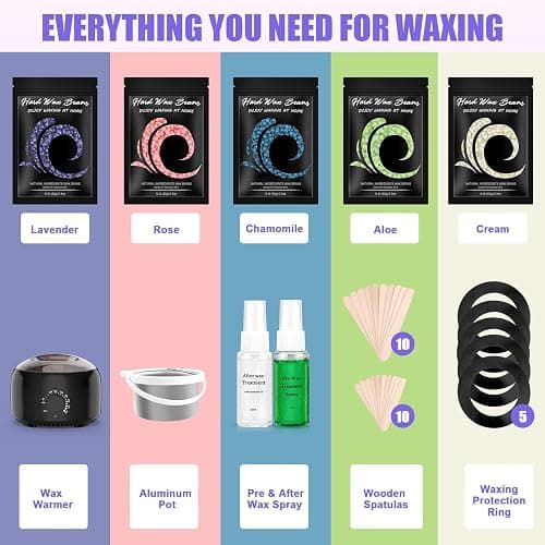TIKESI Waxing Kit - Wax Warmer for Hair Removal, Hard Wax Kit with 14oz 5 Bags Hard Wax Beans for Full Body, Legs, Face, Eyebrows, Bikini, Brazilian Waxing Kit for Women Men thumbnail 6